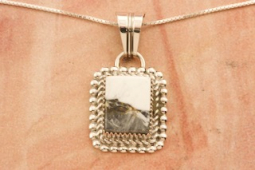 Genuine White Buffalo Turquoise Sterling Silver Navajo Pendant